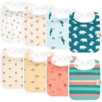 KeaBabies 8-Pack Organic Baby Bibs for Boys, Girls - Super Absorbent Cotton Drool Bibs for Baby Girl & Boy, Teething Toddler, Drooling Newborn, Ultra Soft & Machine Washable (Wildscape)