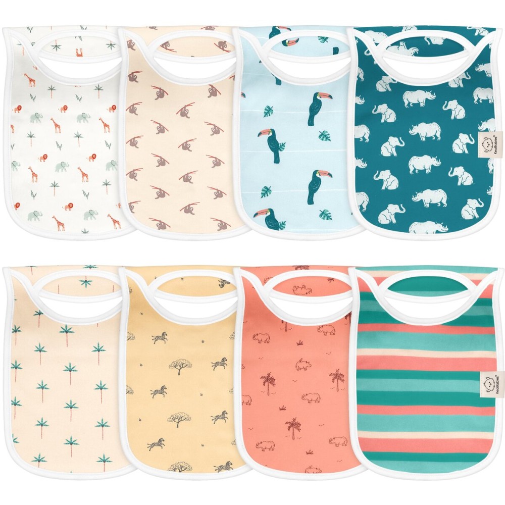 8-Pack Baby Bibs for Boys, Girls - Pullover Bibs for Drooling Teething Baby Girl & Boy Toddler, Newborn, Soft & Absorbent, Cute Colors, Large Torso Coverage Keep Infant Clean & Dry (Wildscape)