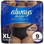 Always Discreet Boutique Incontinence and Postpartum Underwear for Women, Maximum Protection, Extra Large, Black, 9 Count