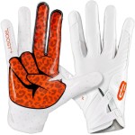 Grip Boost Football Gloves - Peace Stealth 6.0 Boost Plus Sticky Technology - Adult and Youth Football Gloves for Wide Receiver - Men\'s and Boys Sizes (White/Orange, Youth Small)