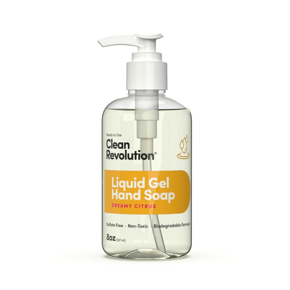 Clean Revolution Liquid Gel Hand Soap, Silky Rich Liquid, Quick Lather, Fast Rinsing, Contains Real Essential Oils (Dreamy Citrus) 8 Fl Oz