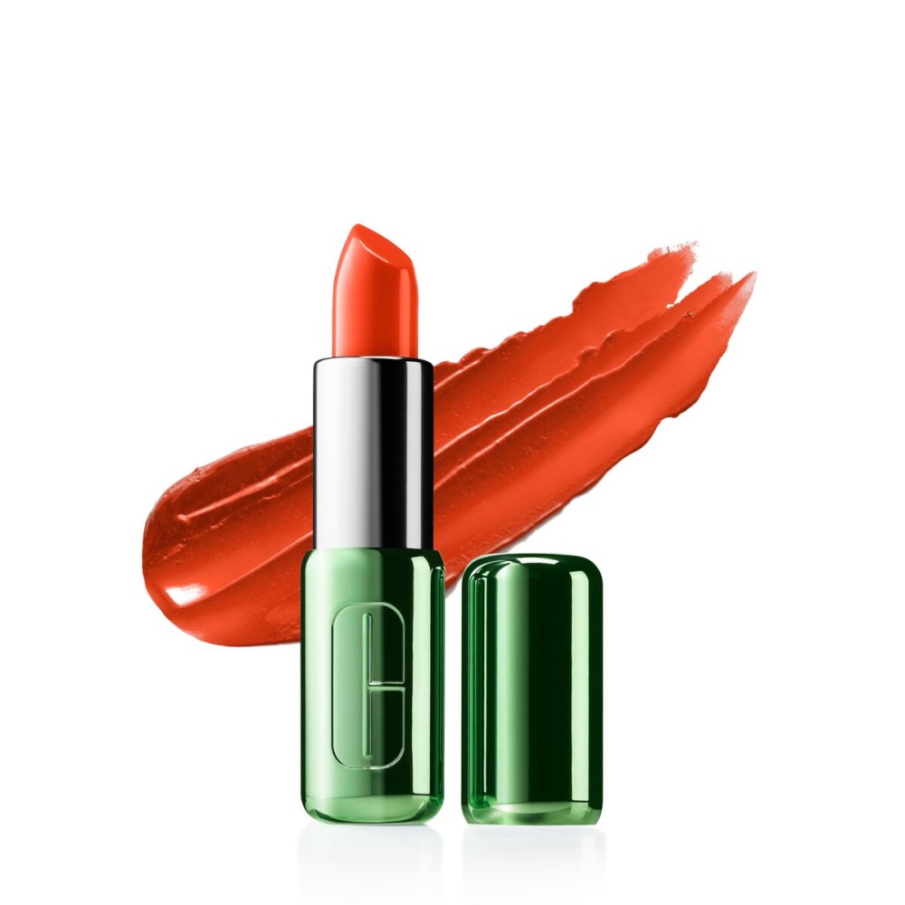 Clinique Pop Longwear Lipstick | Long Lasting, Satin, Matte + Shine, Flame Pop, 1 Count