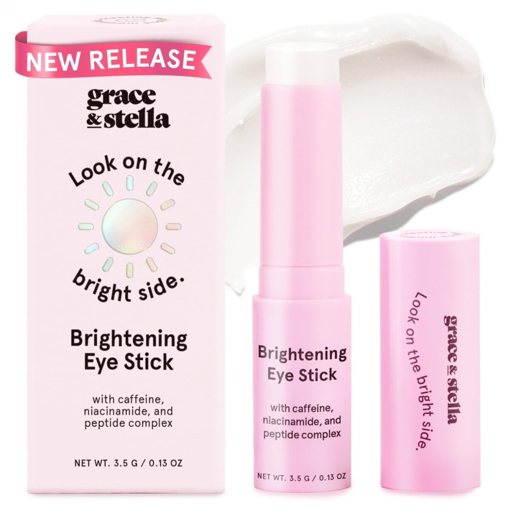 grace & stella Under Eye Brightener Balm Stick - Travel Essentials - Caffeine Eye Cream for Dark Circles, Puffiness, Wrinkles - Vegan Moisturizer Stick with Niacinamide, Hyaluronic Acid (0.13oz/3.5g)