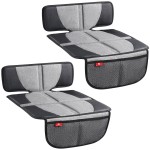 Helteko Car Seat Protector - 2 Pack Seat Mat for Under Child Booster Carseat, Seat Cover Protector from Waterproof & Stain Resistant Thickest Padding Material for Leather and Fabric Seats, Gray