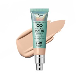 IT Cosmetics CC+ Cream Natural Matte (Fair Light) - Poreless Full Coverage Foundation With SPF 40, 16HR Shine Control, Color-Corrector, Skin-Balancing Serum, Noncomedogenic - 1.08 fl oz