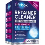 Retainer Cleaner Tablets - 120 Denture Cleaning Tablets & Aligner Cleaner - Removes Odors & Stains - For Aligners, Retainers, Dentures, Night Guards - Mint Flavor