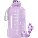 AQUAFIT 1 Gallon Water Bottle with Time Marker - Straw & Chug Lid - BPA Free Gym Water Bottle with Straw - Big Gallon Jug (Purple Haze, 128 oz - 2in1 Lid)