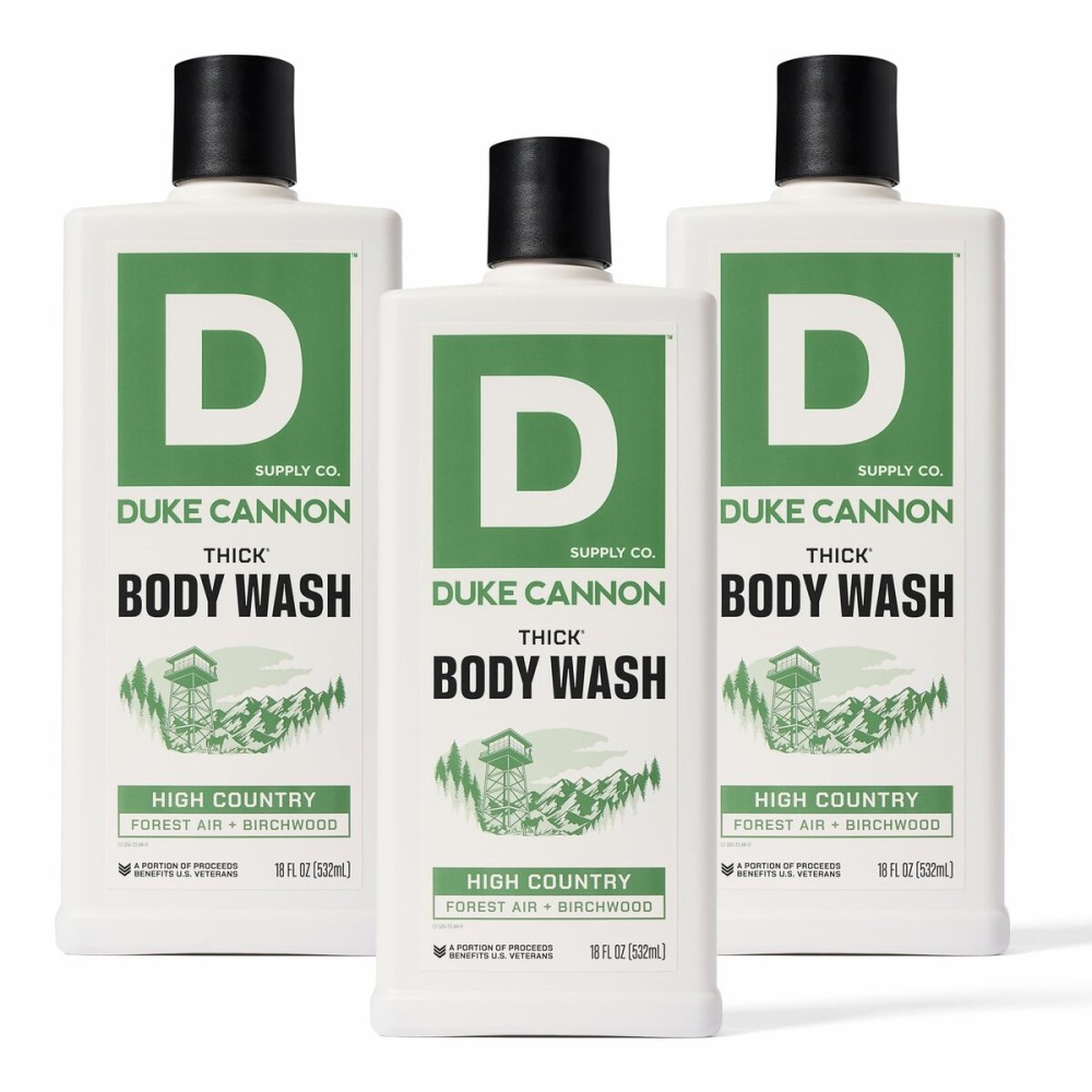 Duke Cannon Supply Co. Thick High-Viscosity Body Wash for Men High Country - Premium Ingredients, Plant-Based Thickeners, Superior Lather, Natural Exfoliate, 17.5 Fl Oz (3 Pack)