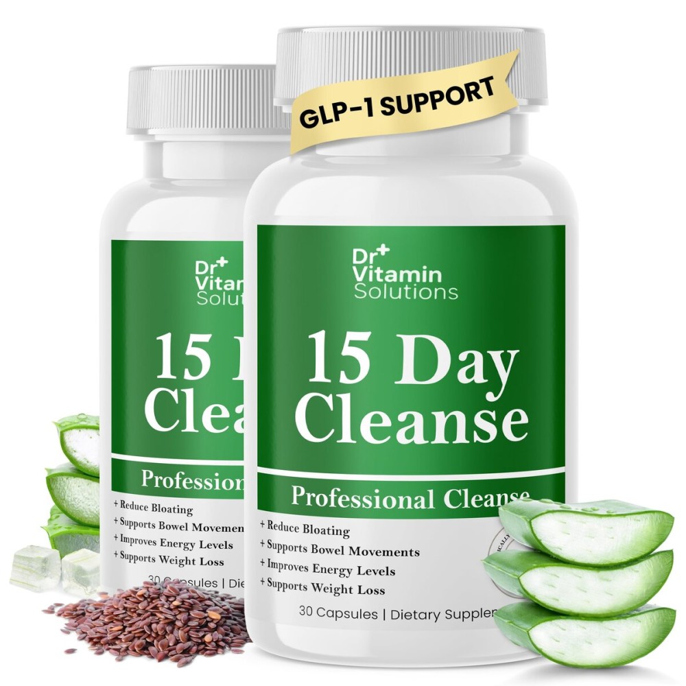 DR VITAMIN SOLUTIONS 15 Day Gut Cleanse Detox for Women w/GLP-1 Support - Natural Colon & Detox Cleanse for Weight Loss - Bloating & Constipation Relief - Flushes Toxins & Supports Immunity - 60 Ct.