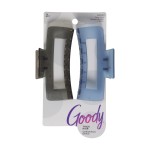Goody SlideProof Rectangular Large Claw Clips - 2 Ct, Cool Tones, Secure Grip Hair Styling Accessories for Women & Men, Claw Clips for Thick Hair