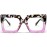 AIEYEZO Oversized Square Blue Light Glasses for Women Cute Big Frame Glasses Fashion Clear Multi-Color Computer Eyewear (Floral Purple)