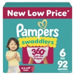 Pampers Diapers - Swaddlers 360 - Size 6, 92 Count, up to 100% Leakproof Comfy Dry Fit, Designed for Easy Changes, Pull On Baby Diaper (Packaging May Vary)
