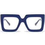 AIEYEZO Oversized Square Blue Light Glasses for Women Cute Big Frame Glasses Fashion Clear Multi-Color Computer Eyewear (Dark Blue)