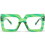 AIEYEZO Oversized Square Blue Light Glasses for Women Cute Big Frame Glasses Fashion Clear Multi-Color Computer Eyewear (Green)
