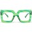 AIEYEZO Oversized Square Blue Light Glasses for Women Cute Big Frame Glasses Fashion Clear Multi-Color Computer Eyewear (Green)