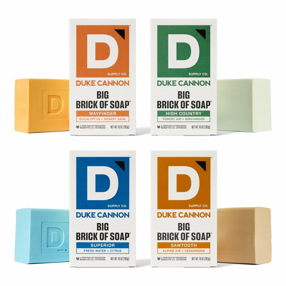 Duke Cannon Supply Co. Large Brick Bar Soap Bundle - Men\'s Soap with Masculine Scents - USA-Made - All Skin Types - Wayfinder, High Country, Superior, & Sawtooth - 10 oz (4 Pack)