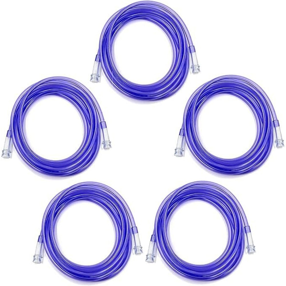 ResOne 5pk 7Ft Oxygen Supply Tubing, Crush Resistant, Standard Connectors for Nasal Cannulas, Cannula Nasal Tubing, Oxygen Concentrator - Purple