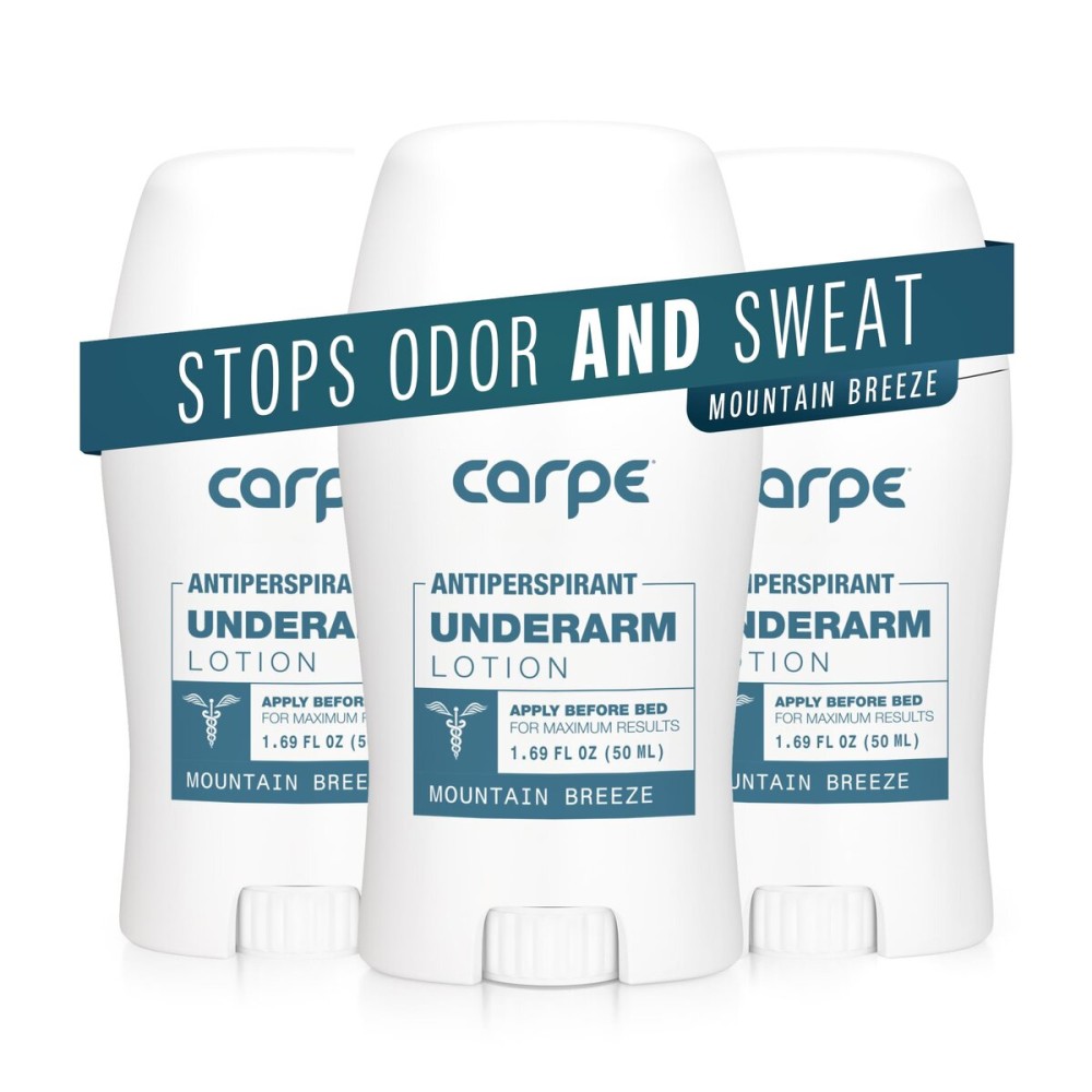 Carpe Underarm Antiperspirant and Deodorant, Clinical strength with Mountain Breeze scent, Combat excessive sweating Stay fresh and dry, Great for hyperhidrosis (Pack of 3)