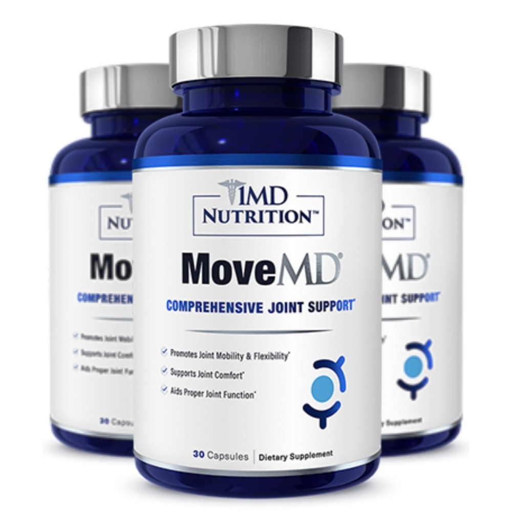 1MD Nutrition MoveMD - Joint Health Supplement - Doctor Formulated | with Collagen, Astaxanthin, and More | 30 Capsules (3-Pack)