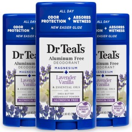 Dr Teal\'s Aluminum Free Deodorant, Lavender Vanilla with Essential Oils, 2.65 oz (Pack of 3)