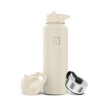 IRON FLASK Camping & Hiking Hydration Flask with Straw, Wide Mouth Insulated Stainless Steel Sports Water Bottle - 40 oz Cashmere Cream