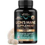 Lions Mane Supplement Capsules - Organic Lions Mane - Made in USA - Fruiting Bodies Extract - 1200 mg, 25% Polysaccharides - Memory & Focus Support - As Lions Powder - 120 Capsules, 2 Month Supply