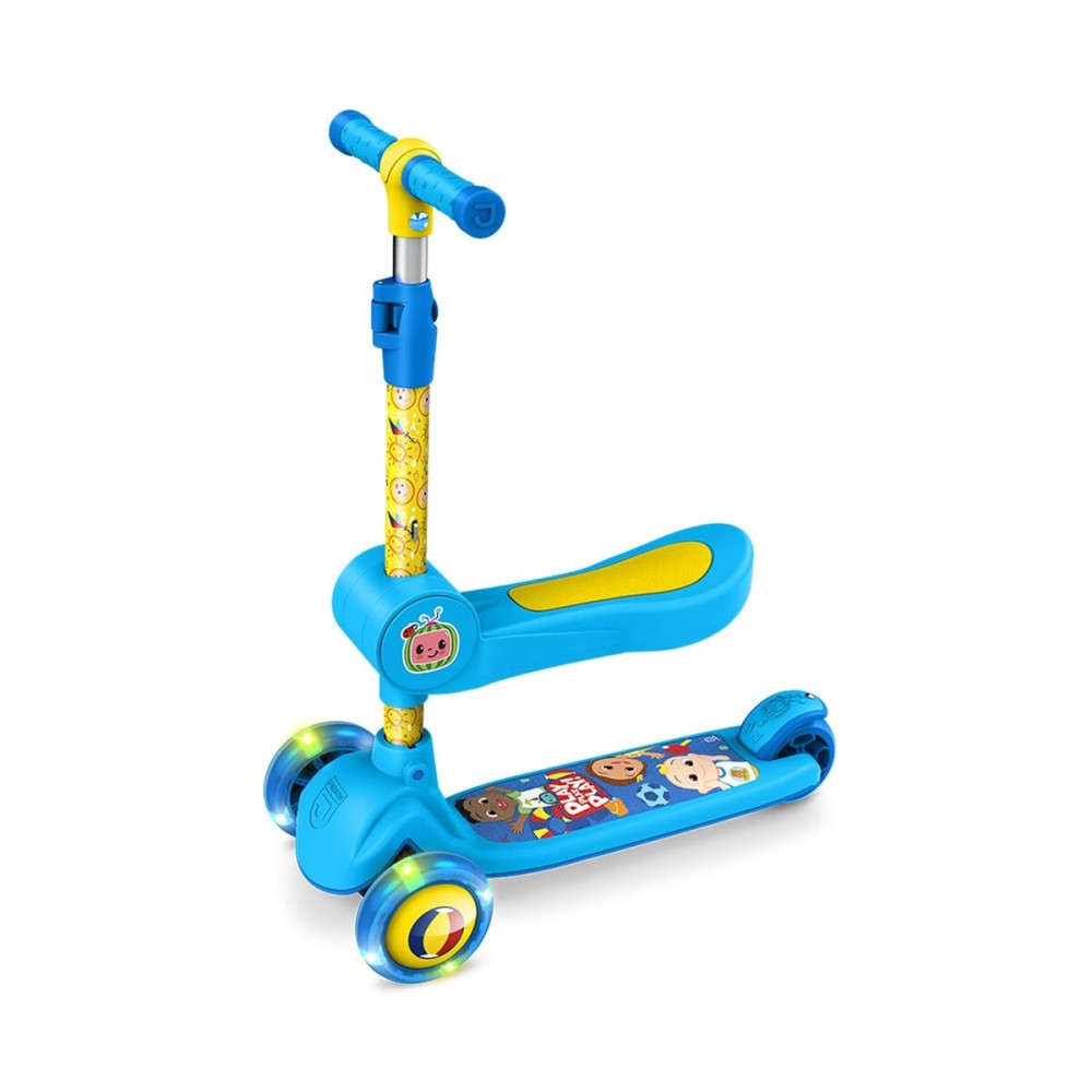 Jetson Cocomelon 2-in-1 3-Wheel Kick Scooter, Foldable and Detachable Seat, Seat Supports Weight Up to 55 lbs, Scooter: Up to 90 lbs, Ages 3+, JSCM3W-BLU