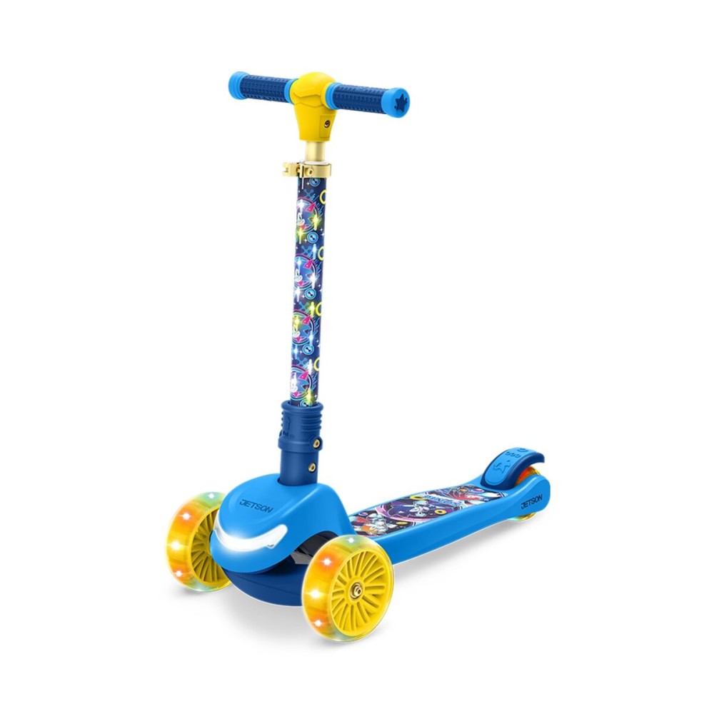 Jetson Sonic Three-Wheel Light Up Kick Scooter, Light up Stem & Wheels, Height Adjustable Handlebar, Rear Brake, Foldable, Ages 3+, JSNC2-3KIK