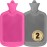 SteadMax [2 Pack] Hot Water Bottles, 2L (68oz) Natural Rubber -BPA Free- Durable Large Hot Water Bag for Hot Compress and Heat Therapy, Pain Relief Heating Pad, (Pink & Gray)