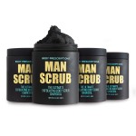 Body Prescriptions Mens Exfoliating Body Scrub - Ultimate Skin Cleansing Wash in Jar with Twist-Top Lid, For All Skin Types, 21 Ounce (Pack of 4), Charcoal