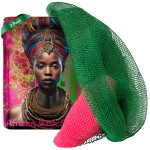 AFRIKI African Net Sponge - Exfoliating Body Scrubber, Black Owned & Rooted in Africa, All Skin Types | 45 in Long (Pink & Green)