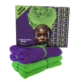 AFRIKI African Net Sponge - Exfoliating Body Scrubber, Black Owned & Rooted in Africa, All Skin Types | 45 in Long