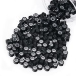 Vlasy 200Pcs 5mm Silicone Lined Micro Ring Beads for Hair Extensions 5Colors Apply (200Pcs Black)