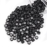 Vlasy 200Pcs 5mm Silicone Lined Micro Ring Beads for Hair Extensions 5Colors Apply (200Pcs Dark Brown)