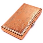 Cigarette Case Victorian Style Metal Holder for Regular, King and 100\'s Size Pocket Protective Security Wallet (ES100-RG, Small Etched Rose Gold)