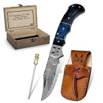 FH KNIVES 6.5\' Personalized Engraved Damascus pocket knife for men Small folding knife for outdoor, camping, hiking, Customized Retirement Gifts for Husband Dad Boyfriend, Christmas