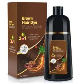 BOJICA Hair Color Shampoo, Brown Hair Dye Shampoo 3 in 1 for Women&Men Herbal Ingredients Hair Dye in Minutes/Semi-Permanent/(16.9 FL OZ)