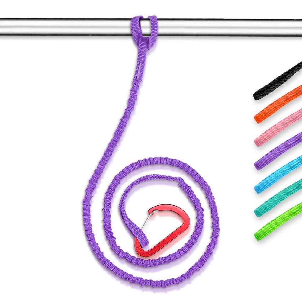 OCEANBROAD Kayak Paddle Leash with D-Ring Stretchable Bungee Strap Lanyard Rope for SUP Kayaking Boating Canoeing Fishing Pole Rod 4-7 Feet Purple 1 Pack