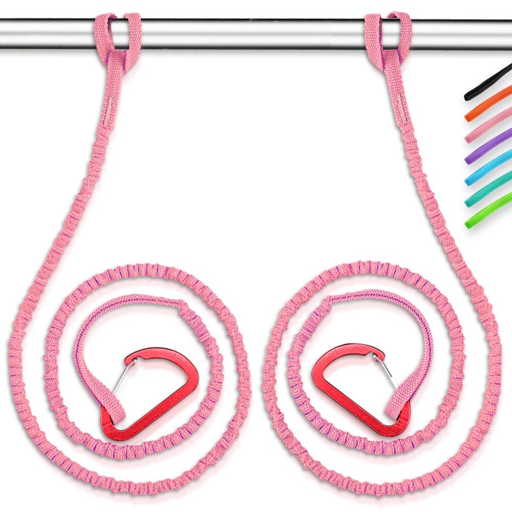 OCEANBROAD Kayak Paddle Leash with D-Ring Stretchable Bungee Strap Lanyard Rope for SUP Kayaking Boating Canoeing Fishing Pole Rod 4-7 Feet Pink 2 Pack