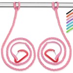OCEANBROAD Kayak Paddle Leash with D-Ring Stretchable Bungee Strap Lanyard Rope for SUP Kayaking Boating Canoeing Fishing Pole Rod 4-7 Feet Pink 2 Pack