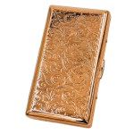Cigarette Case Victorian Style Metal Holder for Regular, King and 100\'s Size Pocket Protective Security Wallet (Flo-S100RG, Flower Small Rose Gold)