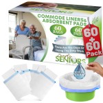 Commode Liners with Absorbent Pads - 60 Bedside Commode Liners & Pads - Portable Toilet Bags for Porta Potty & Camping - No More Days Washing The Bucket of The Commode Chair for Toilet with Arms