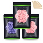 Wax Beads for Hair Removal 10.5oz (300g), Auperwel Hard Wax Beads Beans for Sensitive Skin Brazilian Waxing, Face, Bikini, Eyebrow, Legs, Painless for Women Men, 3 packs Kit with 10 Sticks