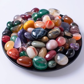 SigMntun Polished Stone Pebbles Set Mixed Crystals, 72 Pcs 0.5 Handpicked Tumbled Stones Decorative Rocks for Reiki, Chakra, Healing, Home Decor, Mixed Pebbles