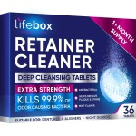 Retainer Cleaner Tablets - 36 Denture Cleaning Tablets & Aligner Cleaner - Removes Odors & Stains - For Aligners, Retainers, Dentures, Night Guards - Mint Flavor