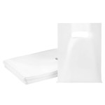 VieFantaisie 100 PCS White Small Gift Bags, 6x8 Party Favor Goodie Bags, Treat Retail Pouches with Handle for Kids Birthday, Christmas, Small Businesses