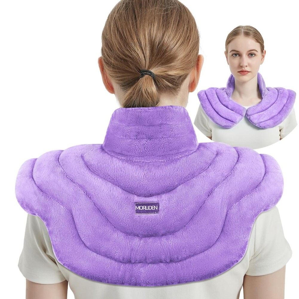 MORLIDEN Neck Heating Pad Microwavable for Shoulders, Warmer Wrap Microwave Heating Pad for Neck and Shoulders for Pain Relief (Purple)