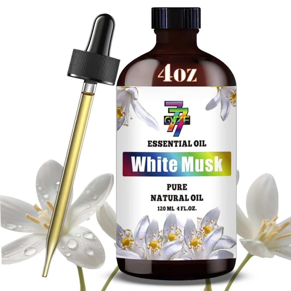 White Musk Essential Oil (4 oz/120 ml) - White Musk Oils for Aromatherapy, diffusers, humidifiers, Home fragrances, DIY Skincare, soap Making, DIY Candle, Relaxation, Yoga, and Meditation