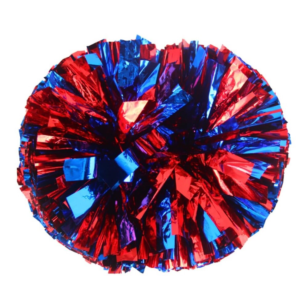 Hooshing 2PCS Blue and Red Pom Poms Cheerleading with Baton Handle for Team Spirit Sports Dance Cheering