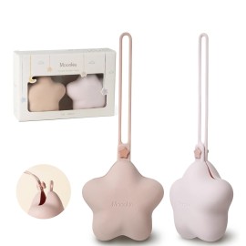 Moonkie Silicone Pacifier Holder Case, Cute Portable Pacifier Storage Case, 2 Pack